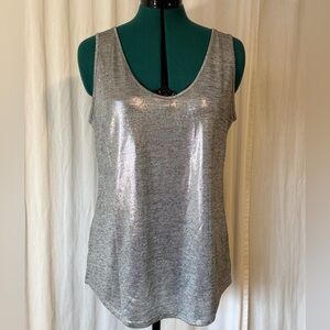 White House Black Market Women’s Silver Dual V-Neck or Scoop Neck Tank size L